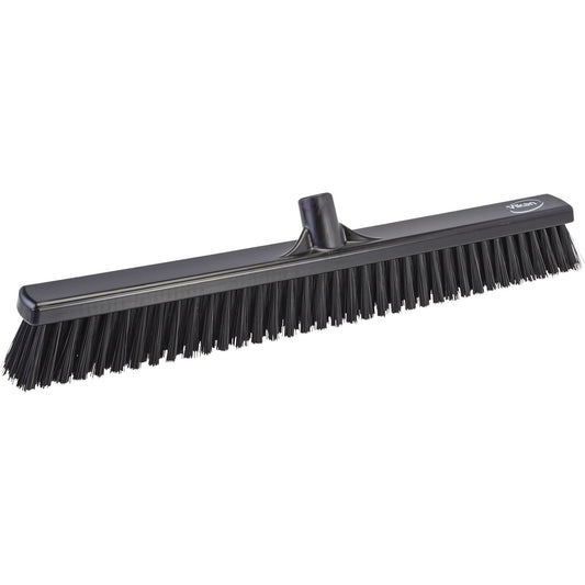Combo Bristle Push Broom Head, Coarse/Fine Bristles, 24", Polyester, Black