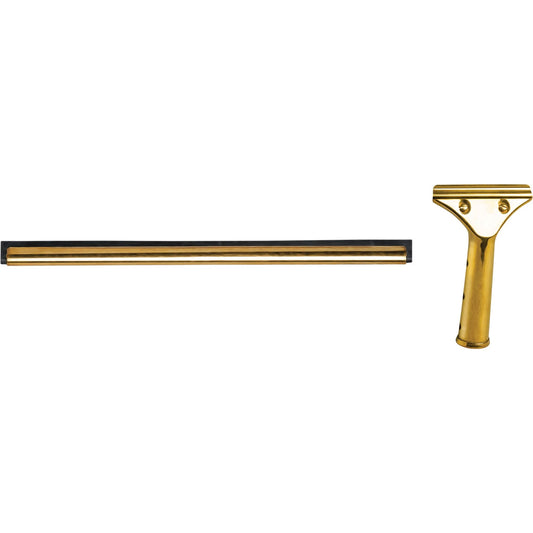 Window Squeegee with Handle, 14", Rubber, Brass Frame