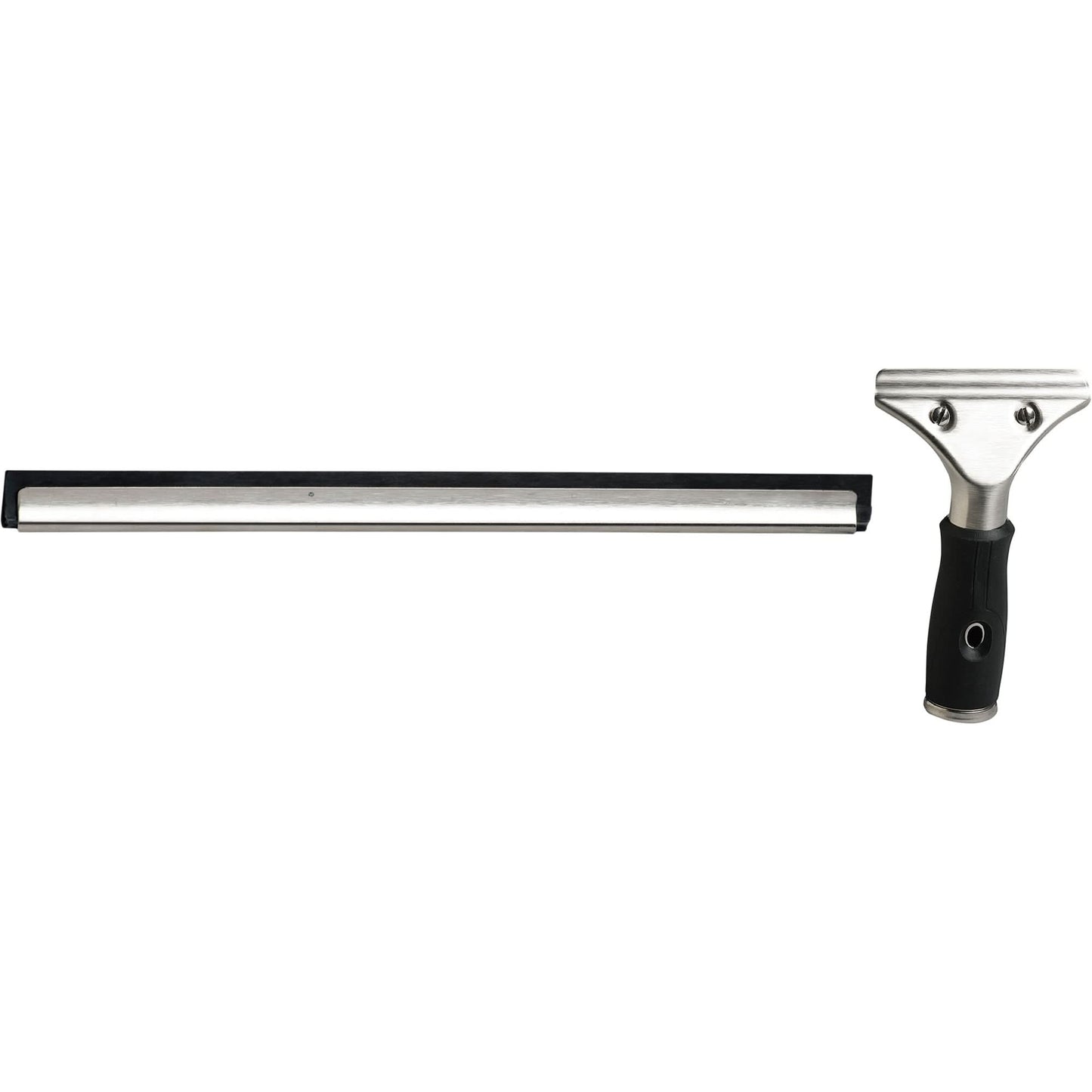 Window Squeegee with Handle, 12", Rubber, Stainless Steel Frame