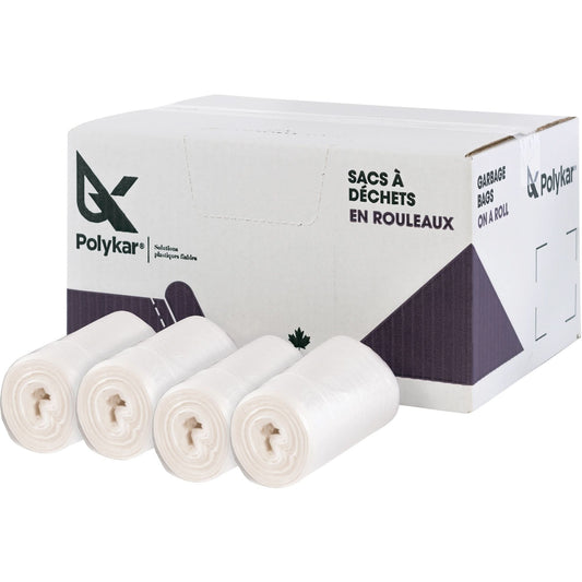 High Density Garbage Bags, Utility, 24" W x 22" L, 8 microns, Frosted, 26 L (7 Gal.) Capacity
