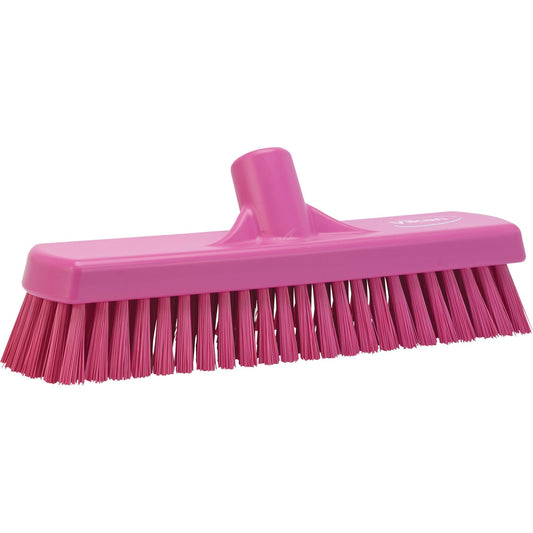 Brosse de nettoyage pour terrasses et murs, poils rigides, 30 cm, polyester, rose