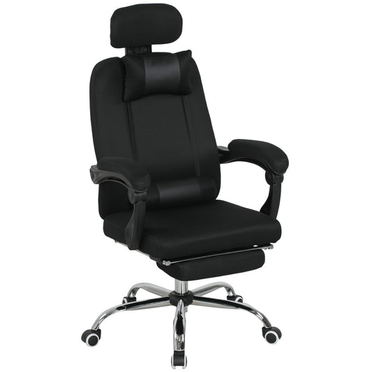 Chaise de bureau de direction ergonomique Brady à dossier haut avec repose-pieds et soutien lombaire - Noir