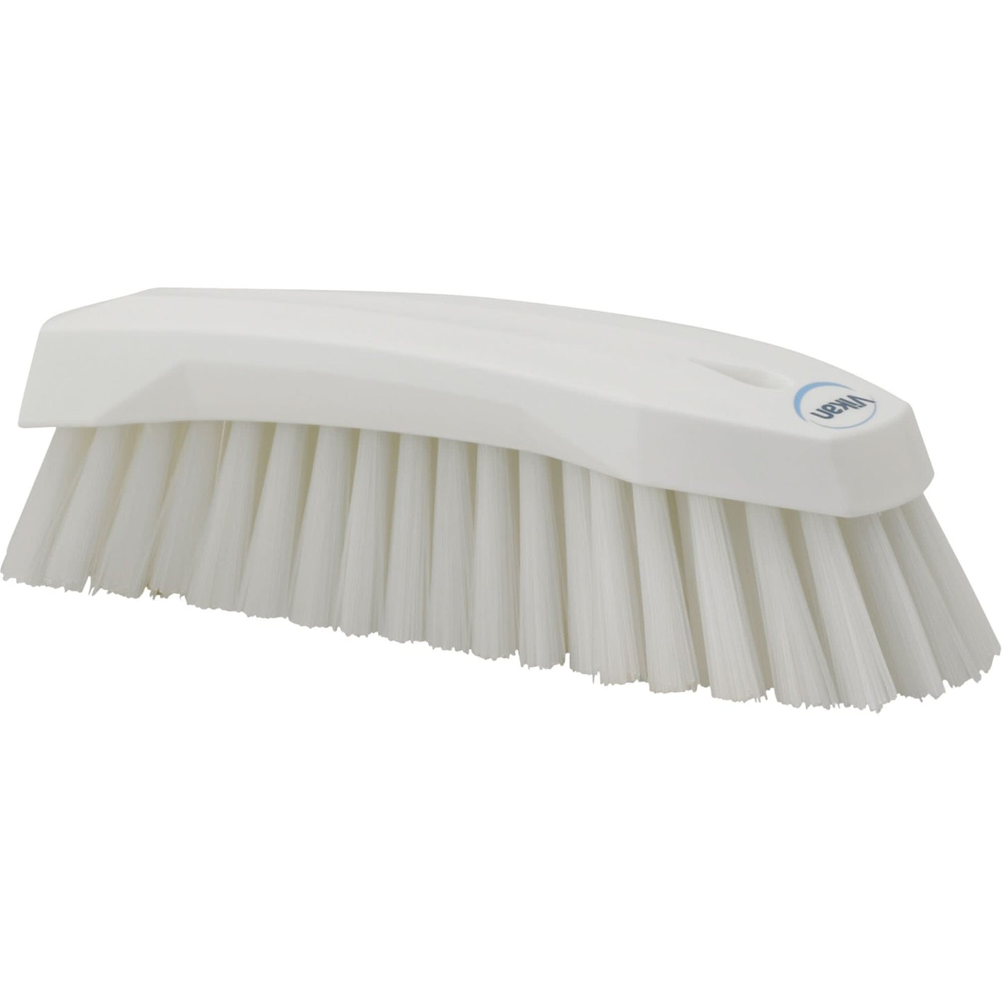 Large Angled Hand Brush, Stiff Bristles, 8" Long, White