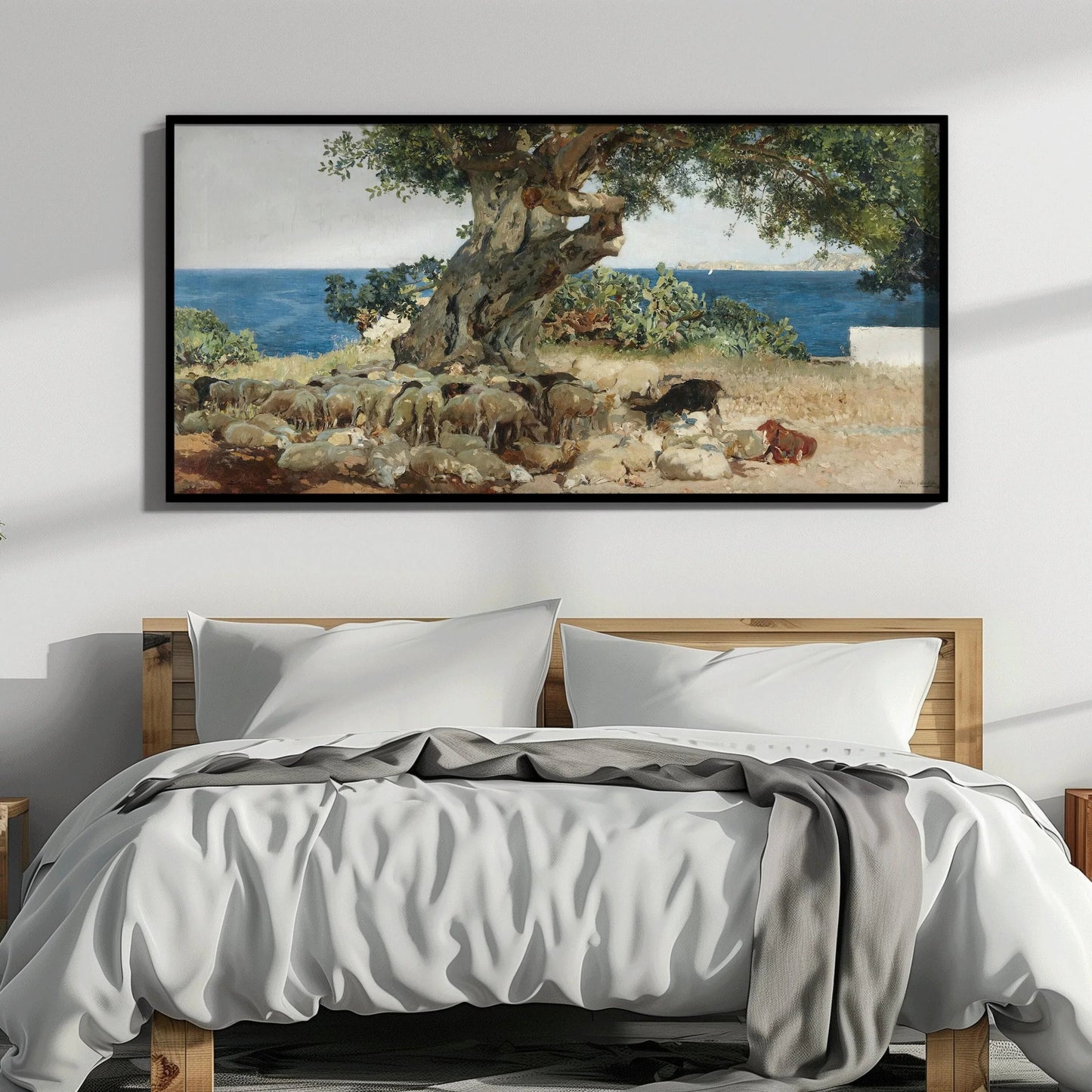 Sorolla Algarrobo Carob Tree Print: Impressionist Panoramic Art (2x1)