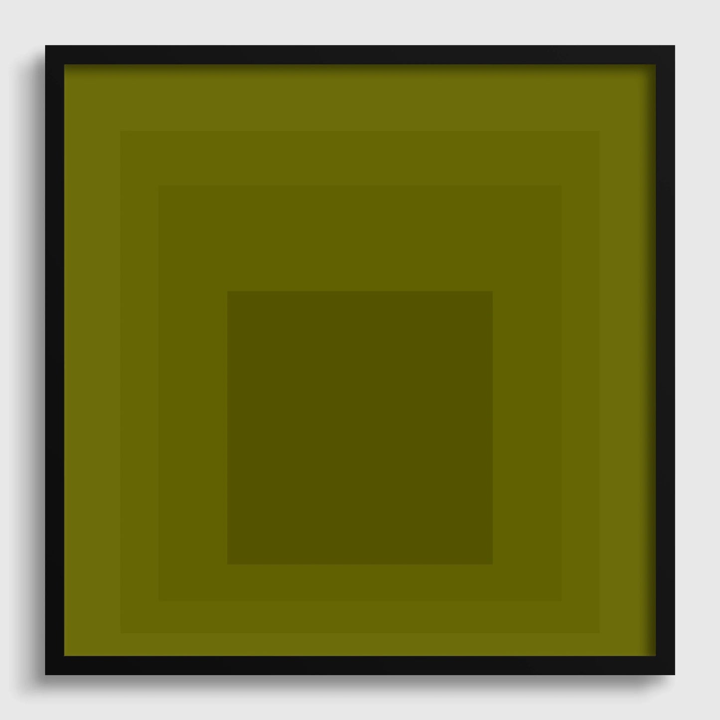 Josef Albers Inspired 'Homage to the Square' Giclee Print Mid-Century Modern Olive Green Art
