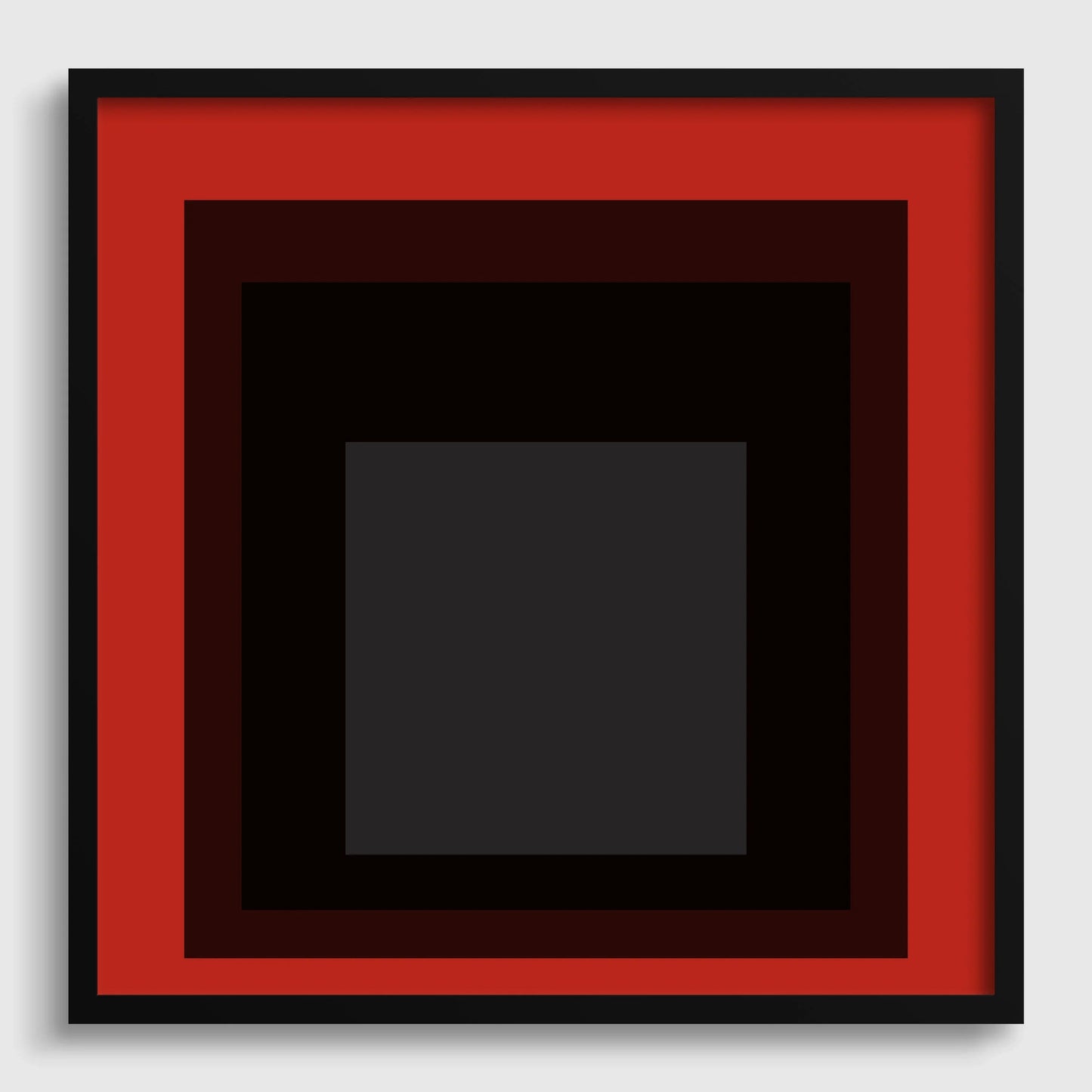 Josef Albers Inspired 'Sly' Giclee Print: Mid-Century Modern Red Square Art (1x1)