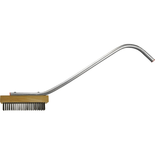 Brosse à barbecue à manche courbé, fil d'acier plat, 61 cm de long
