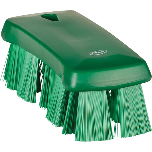 Brosse à main UST, poils durs, 17,5 cm de long, verte