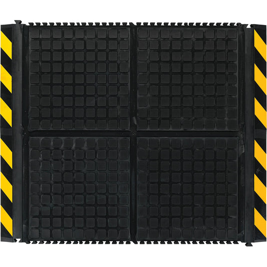 Hog Heaven III Comfort Linkable End Mat, Corrugated, 3-1/3' x 3-3/5' x 3/4", Black/Yellow, Nitrile