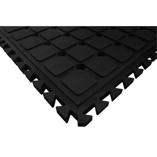 Hog Heaven III Drainable Workstation Mat, Corrugated, 3-2/3' x 3-2/3' x 3/4", Black, Nitrile