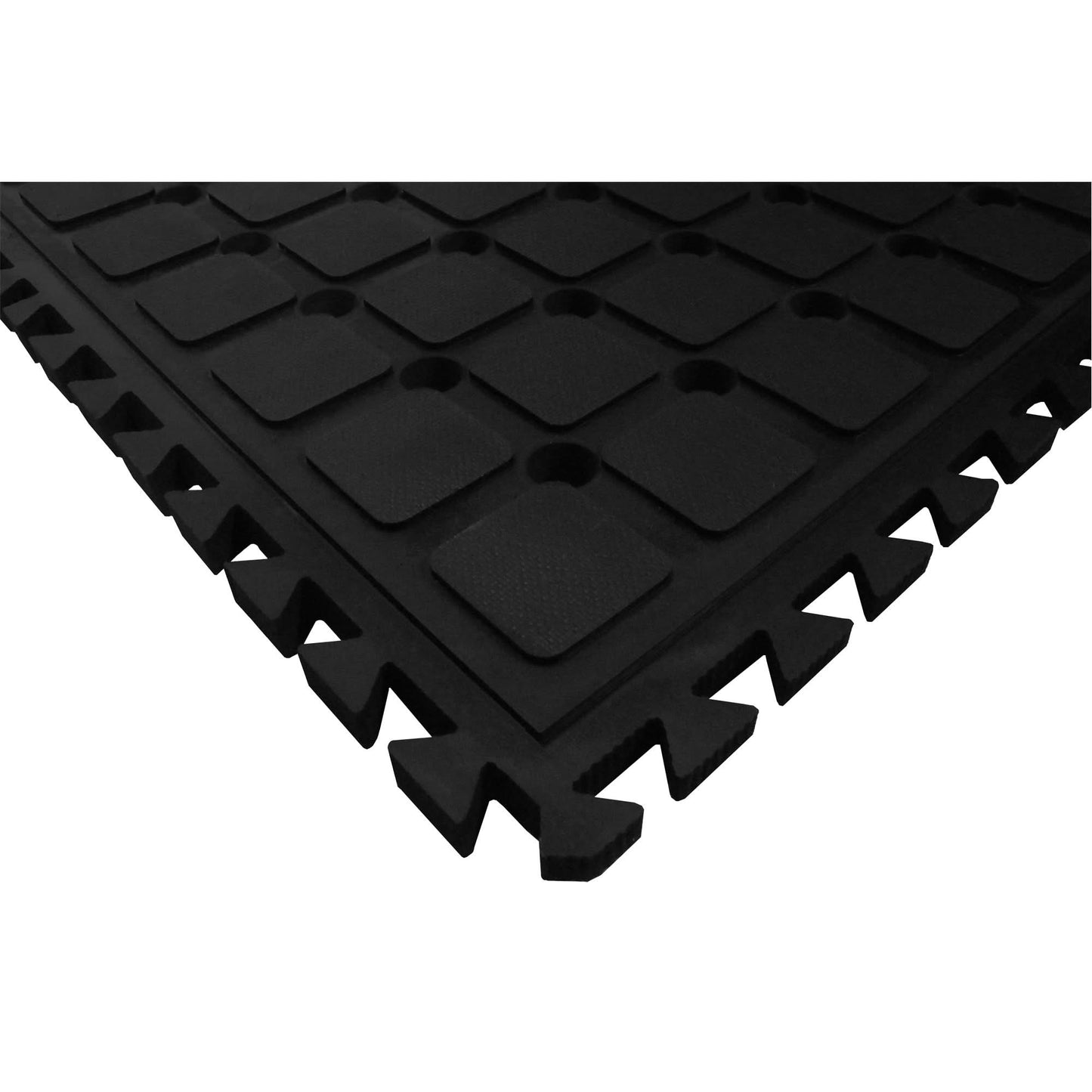 Hog Heaven III Drainable Workstation Mat, Corrugated, 3-2/3' x 3-2/3' x 3/4", Black/Yellow, Nitrile