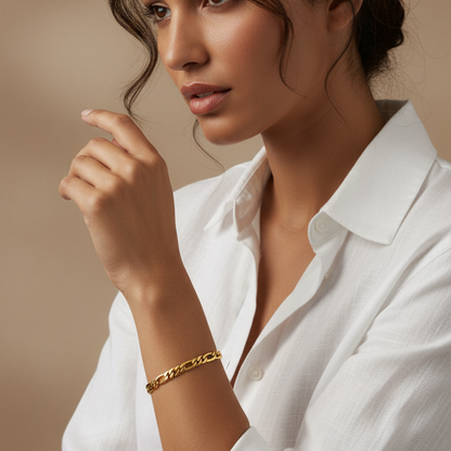 Bracelet jonc bohème avec chaîne cubaine