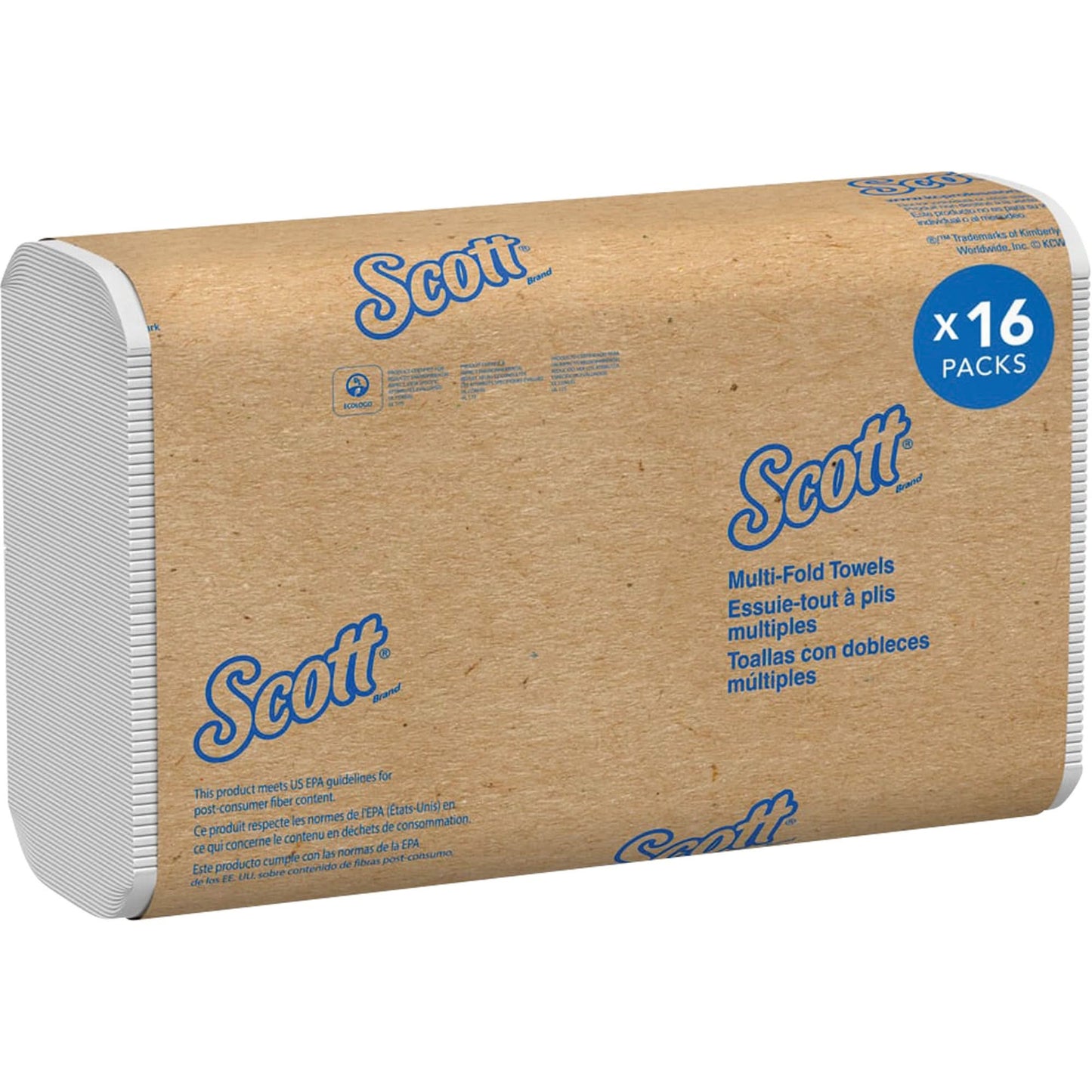 Scott® 100% Recycled Fiber Multifold Paper Towels, 1 Ply, 9-2/5" L x 9-1/5" W, 250 /Pack