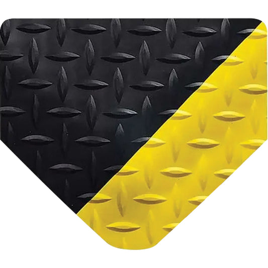 No-Slide, Ultra-Soft SpongeCote with WOW! Finish Tiles, Nitrile/PVC, 3' W x 75' L, 15/16" Thick, Black/Yellow