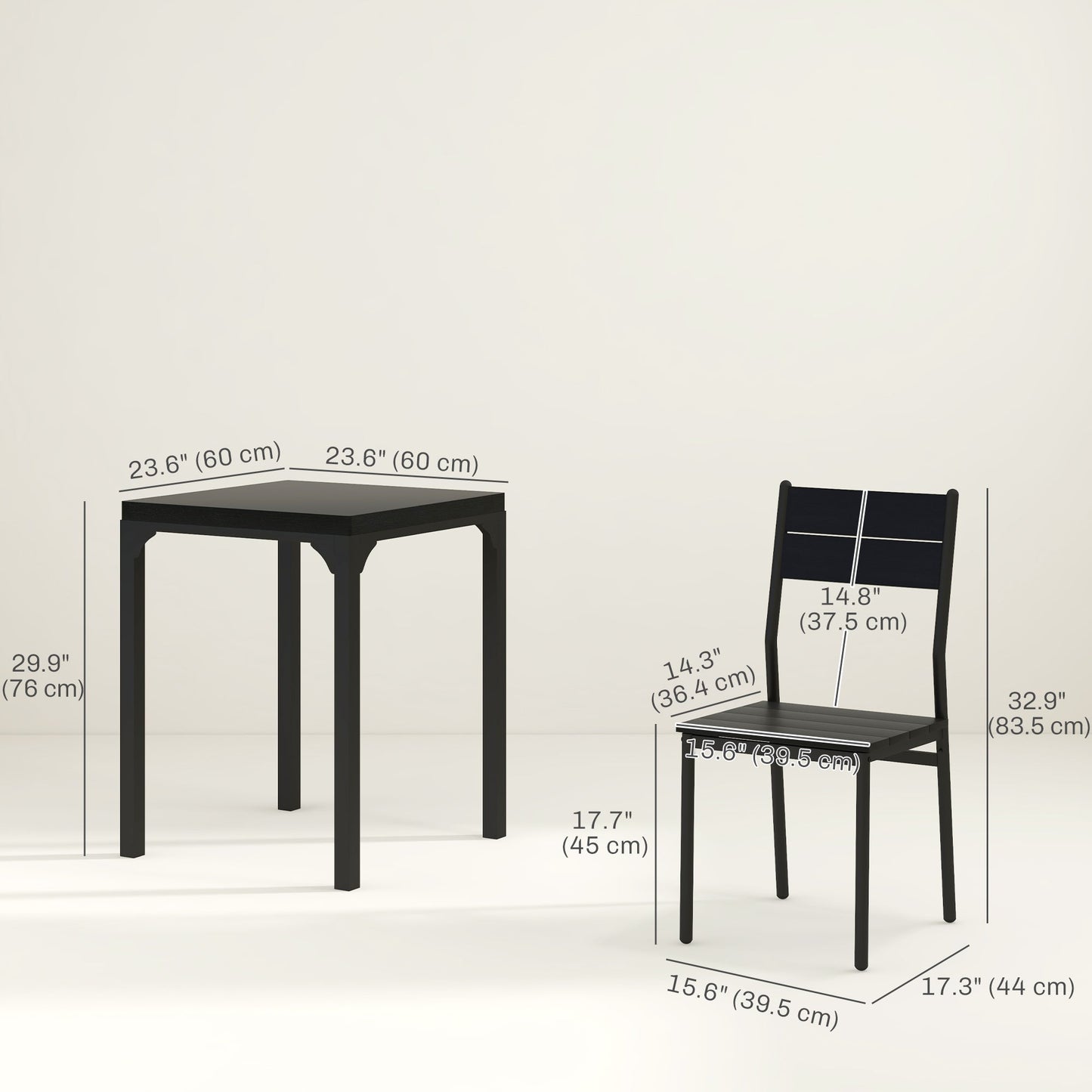 Kurt 3-Piece Dining Set for Small Spaces-Black