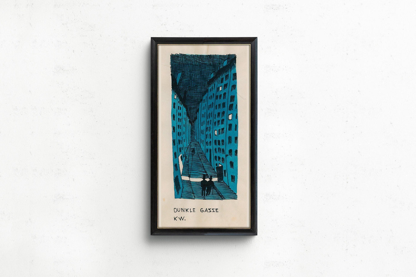 Karl Wiener "Dunkle Gasse" Art Print: Vintage Framed Vertical Alleyway (2x1)