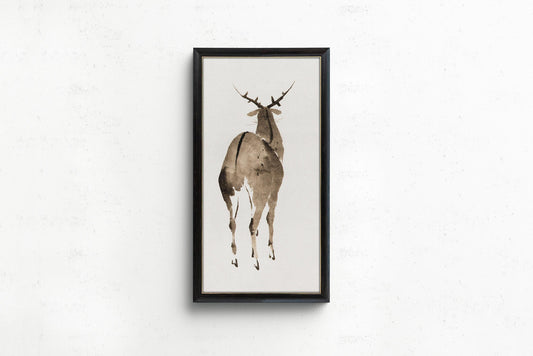 Estampe de cerf Hokusai : Art minimaliste japonais vintage (2x1)