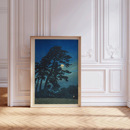 Kawase Hasui Moon at Umagome Print: Vintage Japanese Woodblock Art