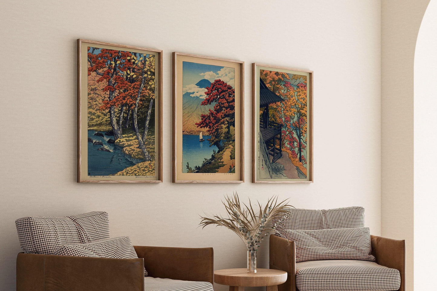 Kawase Hasui Japanese Autumn Landscape Print Set: Lake Chuzenji & Furukoda Falls