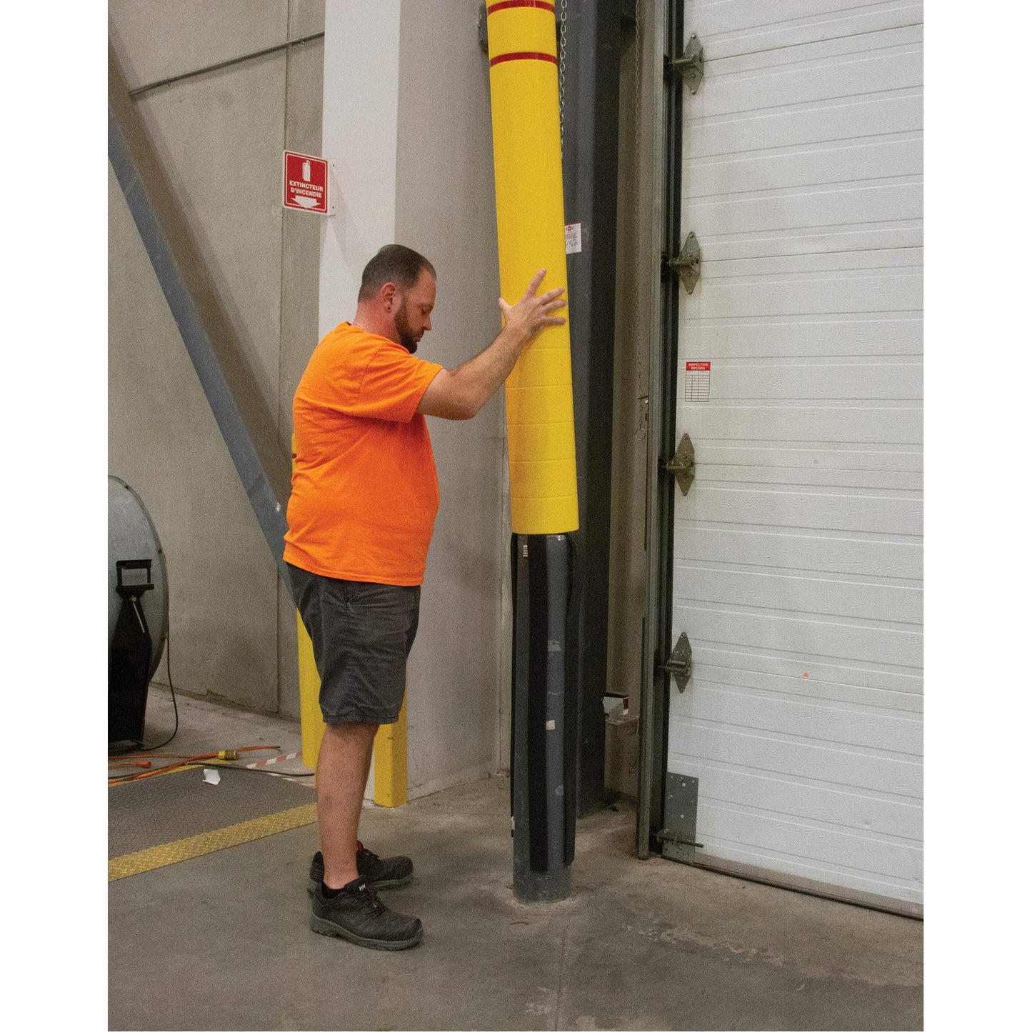Polyethylene Bollard Cover, 4-1/2" Dia. x 64" L, Red/Yellow