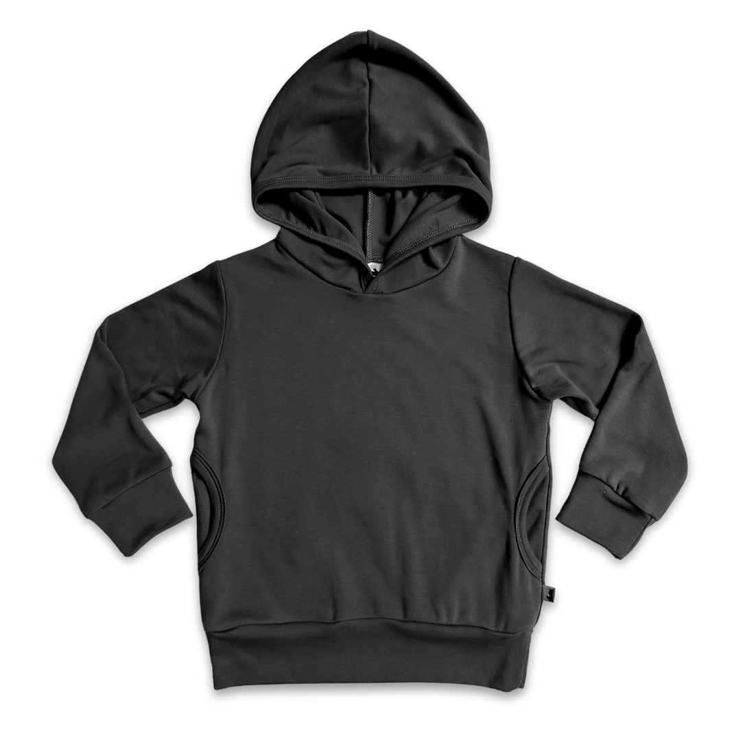 Kids' Lightweight Bamboo Hoodie With Side Seam Pockets | Black