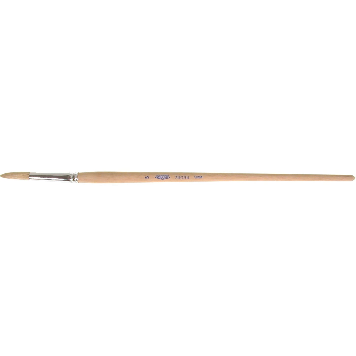 Pure White Bristle Round Marking Paint Brush, 1/4" Brush Width, White China, Wood Handle