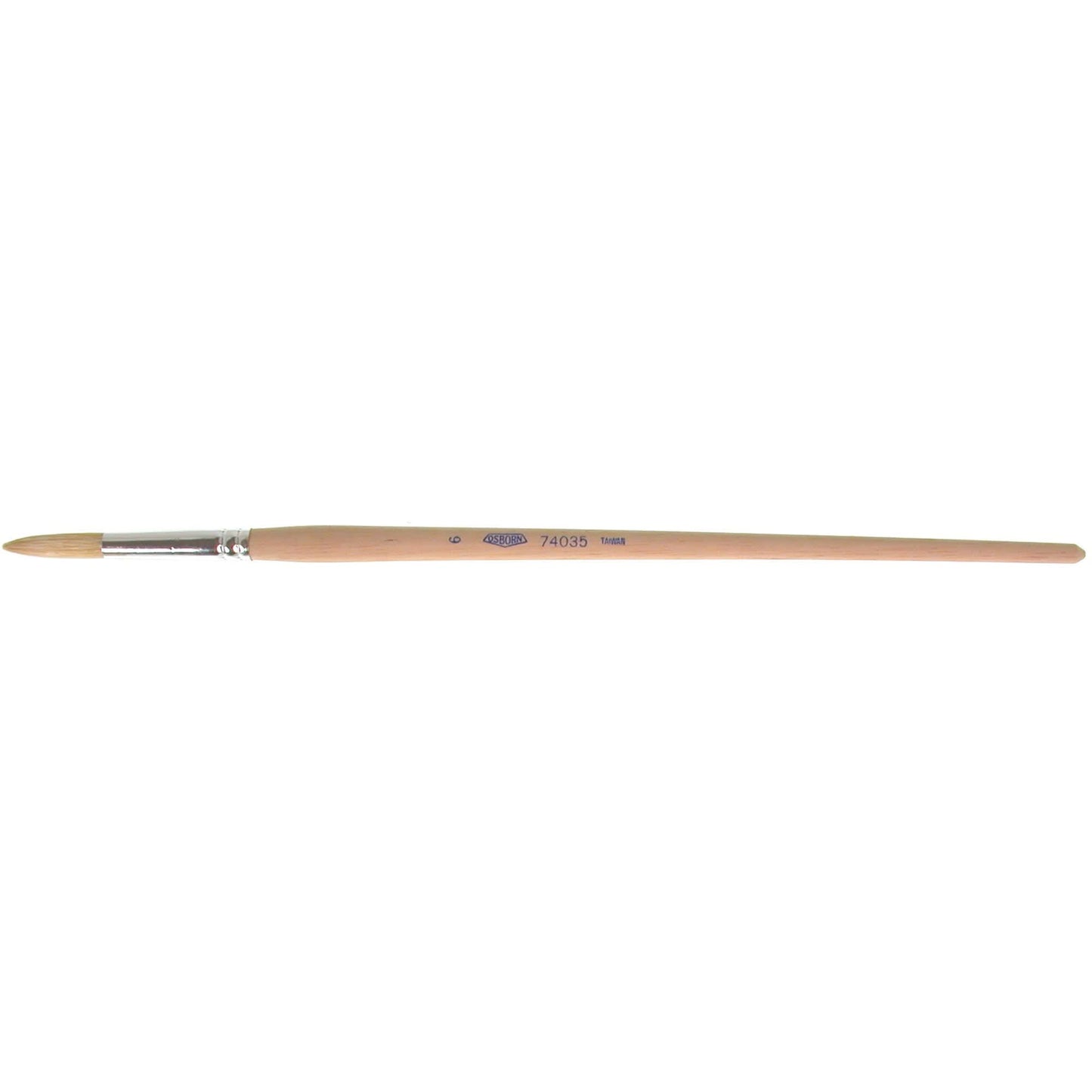 Pure White Bristle Round Marking Paint Brush, 9/32" Brush Width, White China, Wood Handle