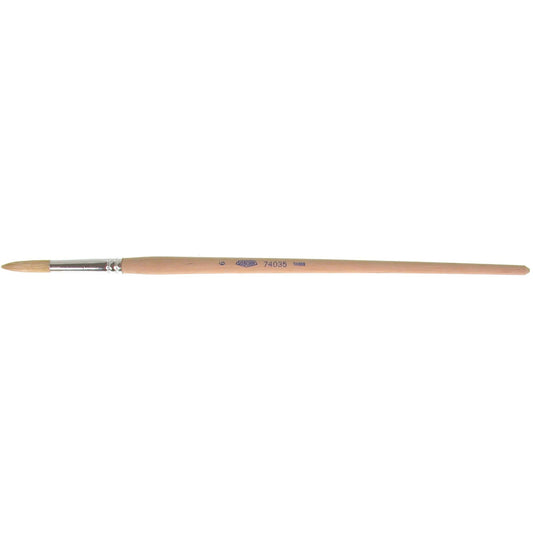 Pure White Bristle Round Marking Paint Brush, 9/32" Brush Width, White China, Wood Handle