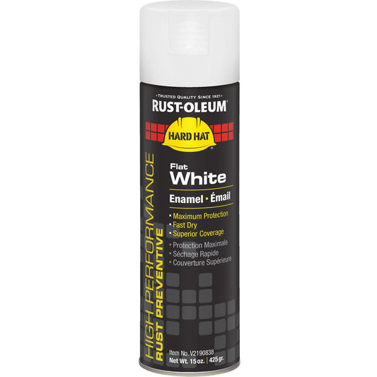 V2100 System Enamel Spray Paint, Flat White, Flat, 15 oz., Aerosol Can