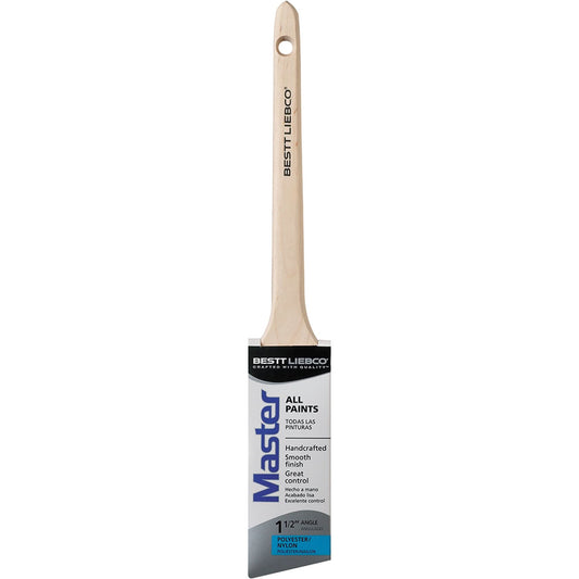 Pinceau coudé fin pour rechampir, polyester/nylon, manche en bois, largeur de 3,8 cm