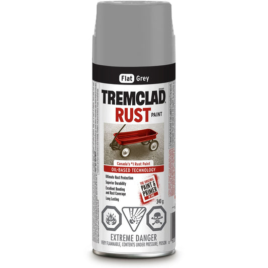 Tremclad® Oil Based Rust Paint, Grey, Very Flat, Aerosol Can