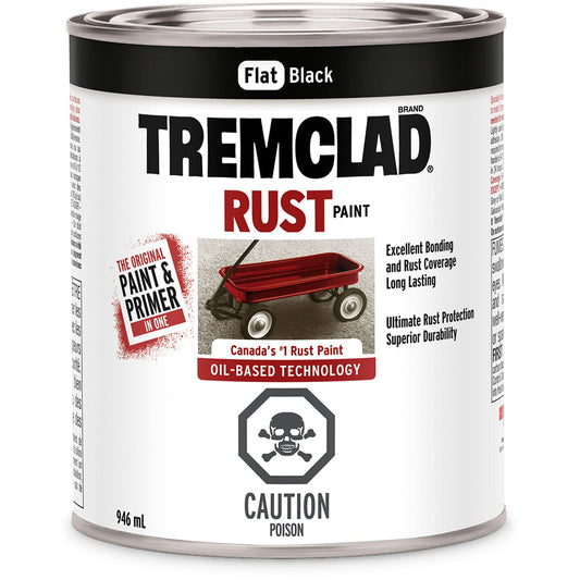 Tremclad® Oil Based Rust Paint, Black, Very Flat, 946 ml, Can
