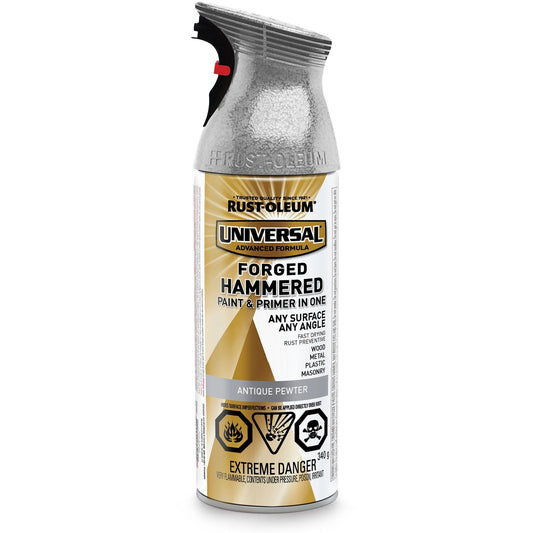 Universal® Paint & Primer In One, Antique Pewter, Hammered, Aerosol Can