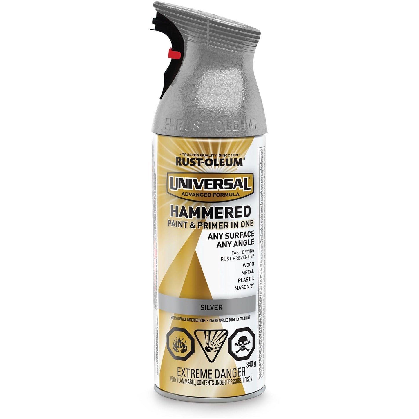 Peinture et apprêt tout-en-un Universal®, aluminium argenté, martelé, aérosol