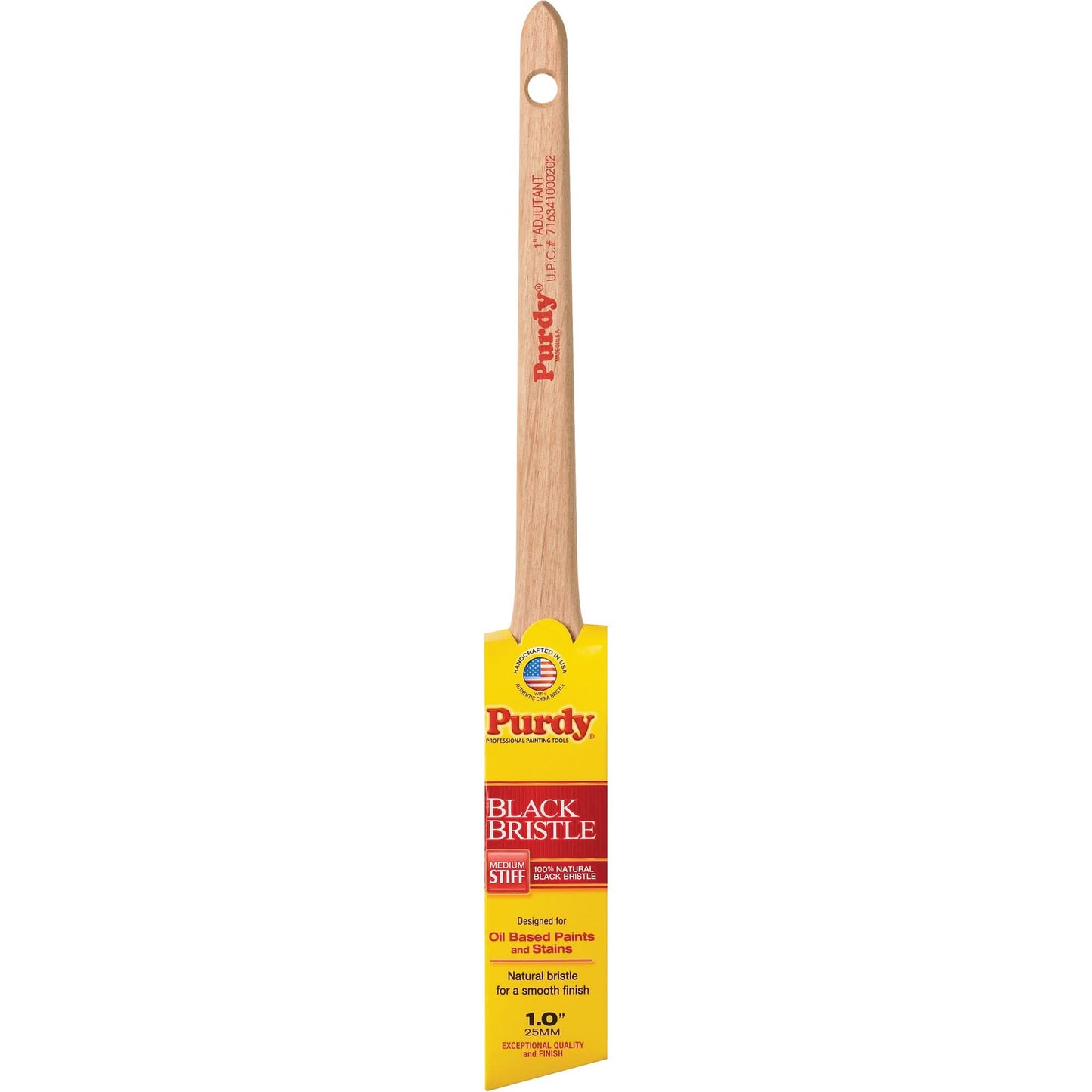 Adjutant Black Bristle Paint Brush, Black China, Wood Handle, 1" Width