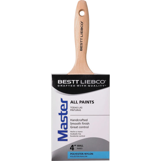 Master Paint Brush, Poly/Nylon, Wood Handle, 4" Width