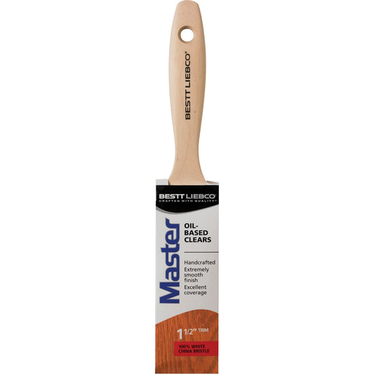 Master Trim & Angle Paint Brush, White China, Wood Handle, 1-1/2" Width