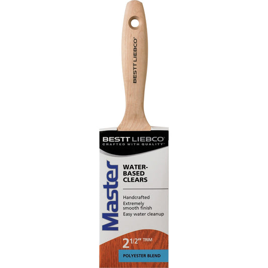 Pinceau biseauté Master pour revêtements transparents à base d'eau, polyester, manche en bois, largeur de 2-1/2"