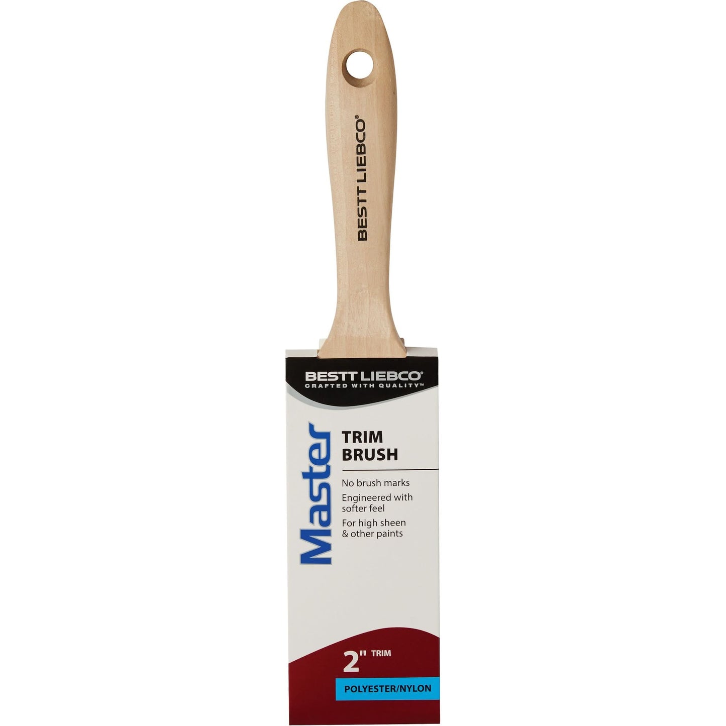 Master Trim Paint Brush, Poly/Nylon, Wood Handle, 2" Width