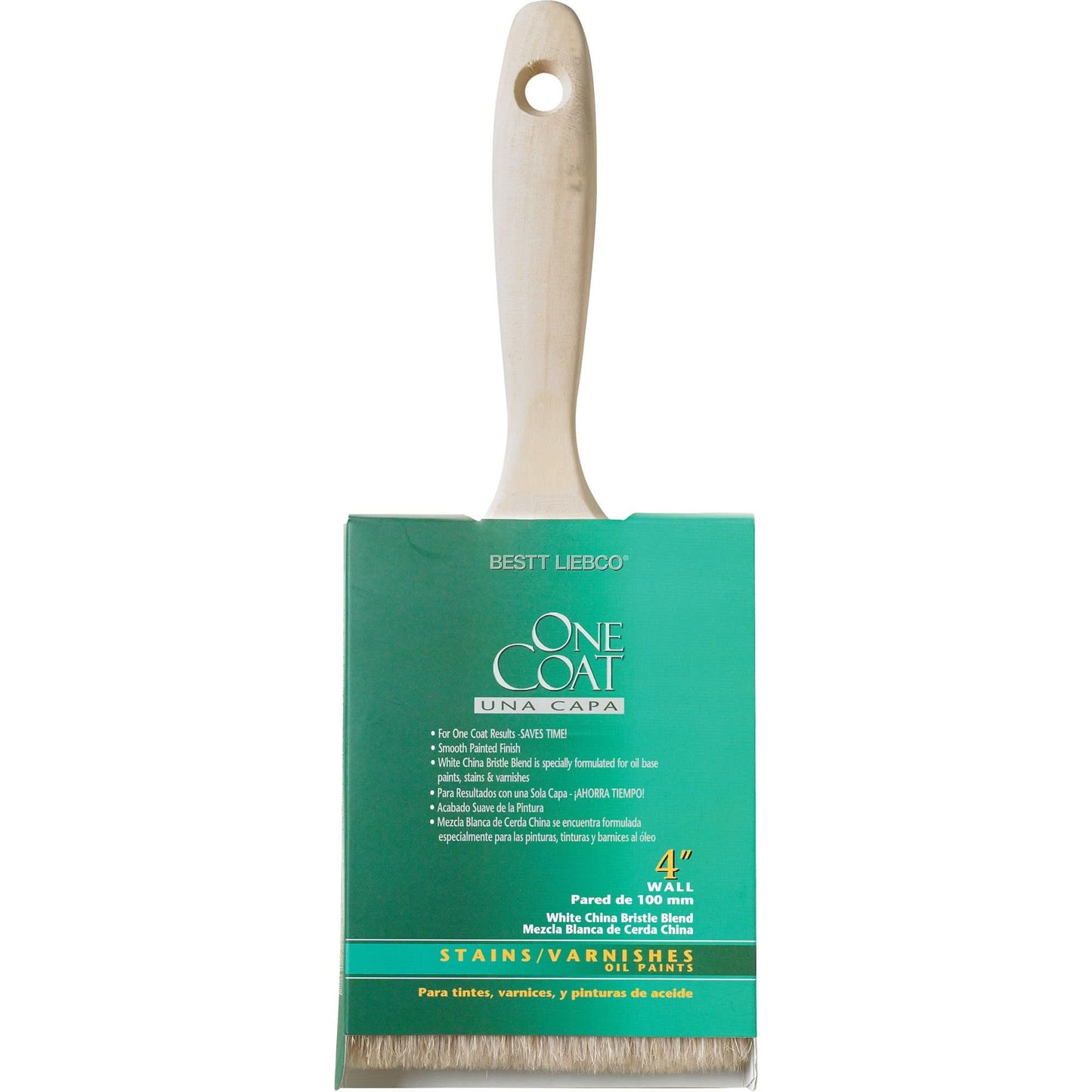 One Coat™ Trim & Wall Paint Brush, White China, Wood Handle, 4" Width