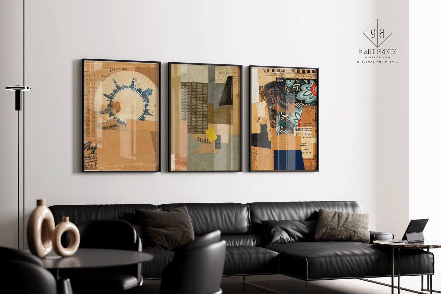 Ensemble d'impressions de collages Bauhaus de Kurt Schwitters : Art dadaïste vintage