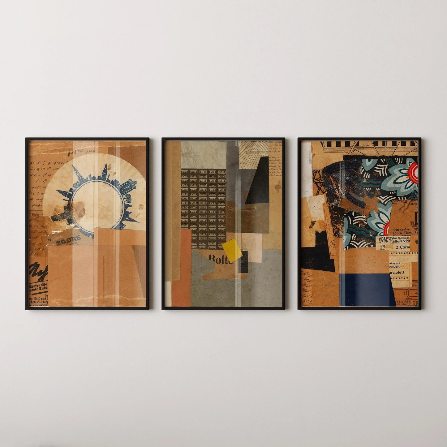 Ensemble d'impressions de collages Bauhaus de Kurt Schwitters : Art dadaïste vintage