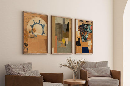 Ensemble d'impressions de collages Bauhaus de Kurt Schwitters : Art dadaïste vintage