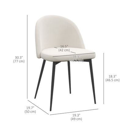 Dylan Set of 2 Mid-Back Dining Chairs-Cream White