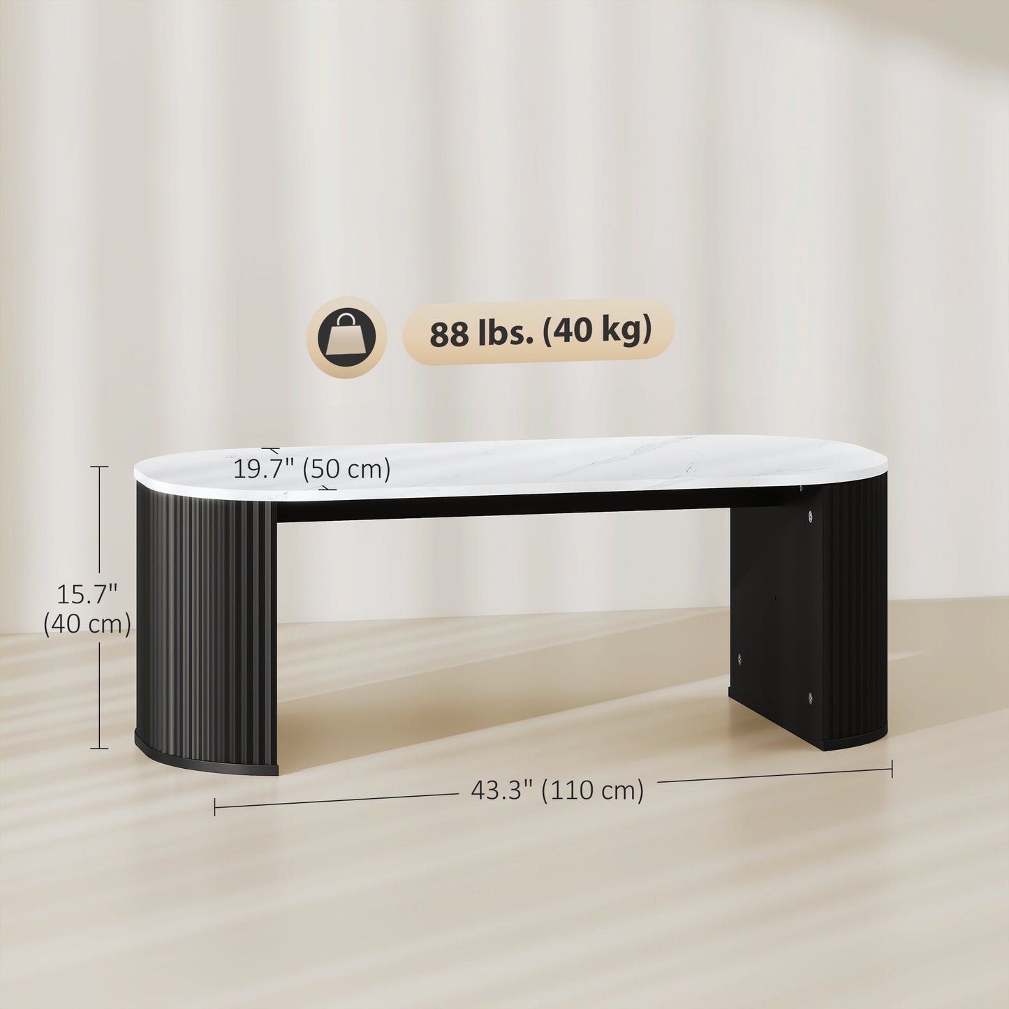 Cameron Modern Faux-Marble Coffee Table-Black