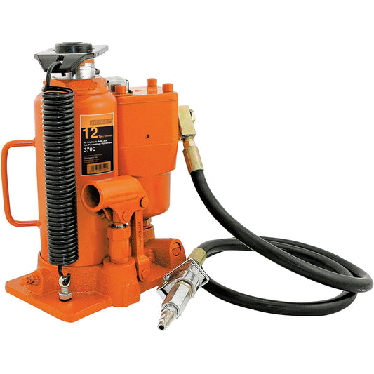 370A Bottle Jack, 12 tons, Air Hydraulic, 19-1/2" Raised Height