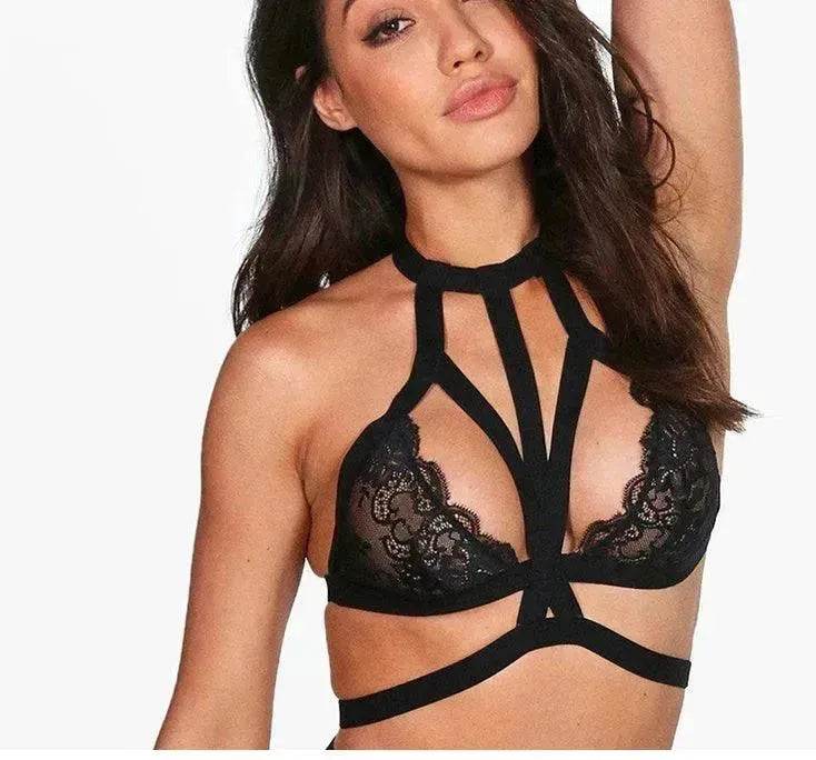 Lingerie bandeau en dentelle transparente