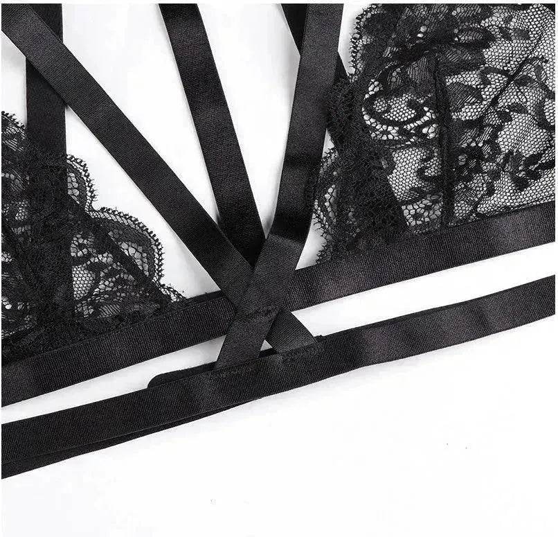 Lingerie bandeau en dentelle transparente