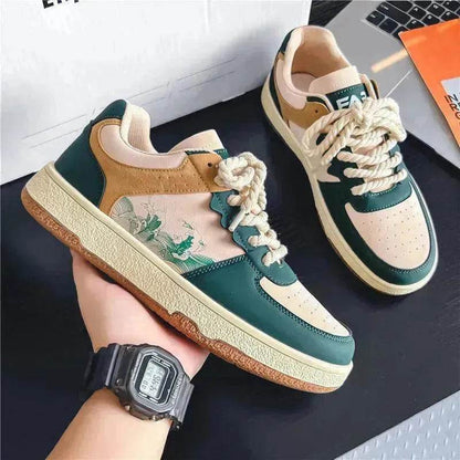 Chaussures Décontractées à Lacets pour Hommes Semelle Épaisse Souple Mode Confortable Baskets Plates Étudiant Plateforme Chaussures de Marche d'Extérieur