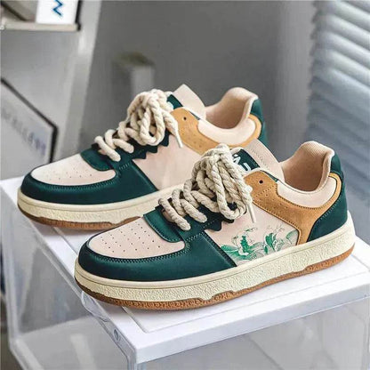 Chaussures Décontractées à Lacets pour Hommes Semelle Épaisse Souple Mode Confortable Baskets Plates Étudiant Plateforme Chaussures de Marche d'Extérieur